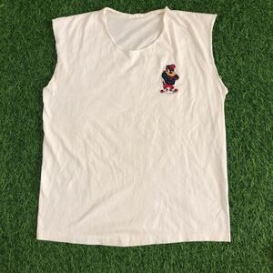White Vintage Embroidered Tasmanian Devil Graphic Tank Top